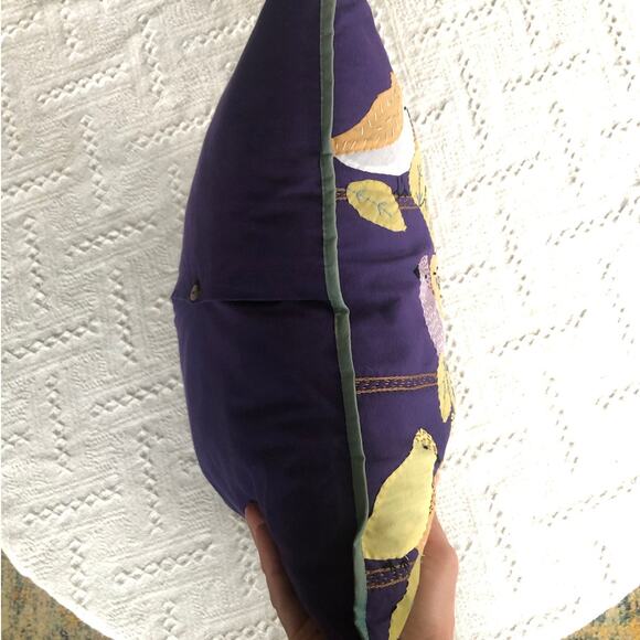 Natural Habitat Embroidered Pillow Applique Birds 18x19 Handmade Spring Birds - Picture 3 of 8